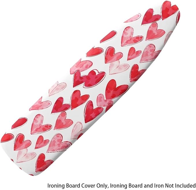 Love Red Heart Ironing Board Cover 15″x54″ Valentines Day Ironing Pad Covers with Elastic Edge Scorch Resistant for Ironing Board for Women