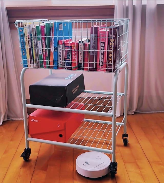 Rolling Laundry Basket with Wheels, Heavy-Duty Multipurpose Organizer - Removable Storage Cart for Clothes, Toys, Dorm Room, Laundry Hamper(White)