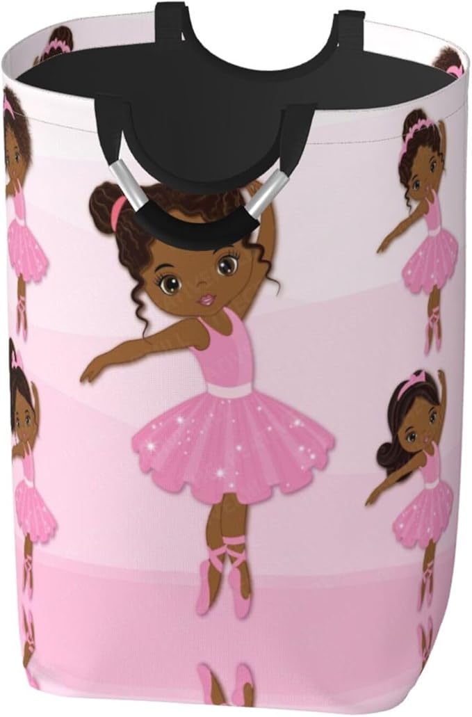 Cute African American Black Girl Laundry Hamper Storage Basket Toys Clothes Organizer Bin For Home Bathroom Bedroom Dorm Nursery, 52l