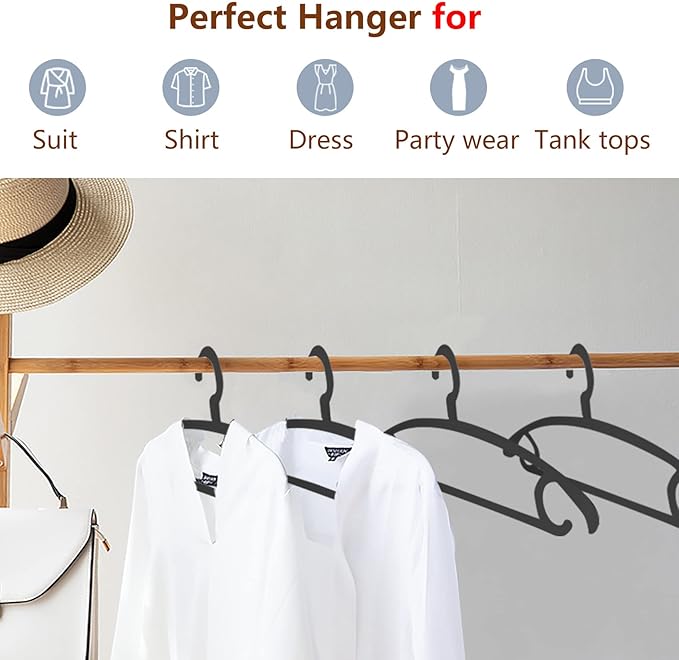 DEDU Plastic Clothes Hangers 36 Pack, Extra Thick Wide Shoulder Coat Hangers with 360° Swivel Hook Non Slip, Sweater Hangers Suit Hanger for Suits, Sweater, Dresses, Pants (Black)