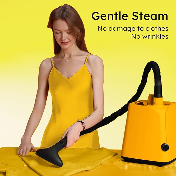 Colorful Standing Garment Steamer for Clothes, 2000W Professional Hanging Clothing Steamer with Stand, Commercial Cloth Fabric Steamers with 1.8L Water Tank for 45min Steaming, Lemon