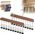 Legging Organizer for Closet, 2026 New Closet Organizer with 10 Clips, 360° Rotating Space Saving Hanging Clothes Organizer Hanging Rack for Holds 20 Leggings, Jeans, Hats, Shorts, Socks (2, Brown)