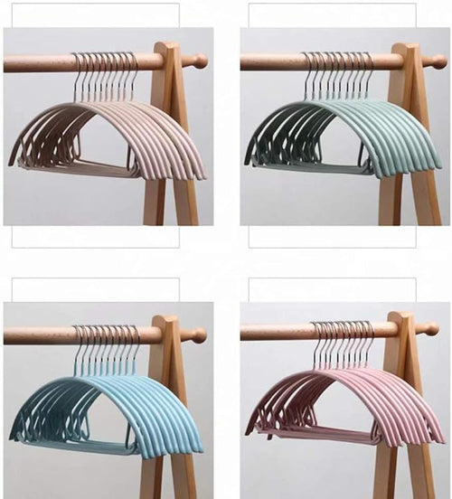 ATOLY Premium Hangers (Pack of 10) Heavyduty- Non Slip No Shoulder Bump Suit Hangers-Chrome Hooks, Space Saving Clothes Hangers, Rounded Hangers for Coat, Sweater, Jackets, Pants,Blue