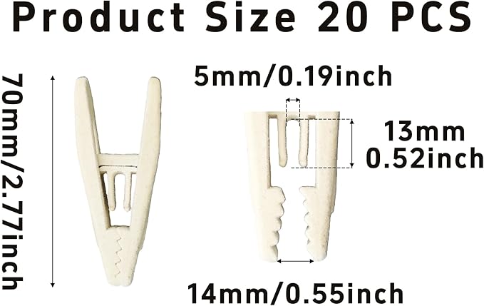 20PCS Velvet Hanger Clips, Non-Slip Velvet Clips Strong Finger Clips Clothes Clips Pants Hangers Clips, Ivory