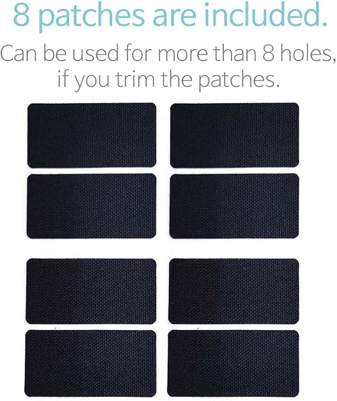 Square Shape Shoe Hole Prevention Repair Patches/Inserts for 8 Holes (Black)