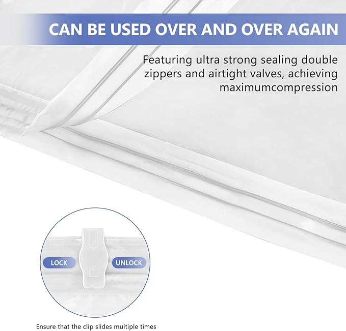 Vacuum Seal Bags for Clothing Travel, 5 Pack Space Saver Vacuum Storage Bags with Electric Pump,Portable Compression Sealer for Clothes, Blankets, Bedding & Travel,Good for Storage and Organization