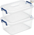 Tribello Plastic Storage Bins with Lids, Clear Stackable Storage Containers - 9.5 Qt - 2 Pack