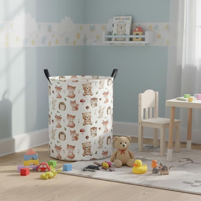 Baby Laundry Hamper kids laundry Basket Waterproof Laundry Bag for Bedroom Toy Clothes Organizer Room Décor(Mushroom Animal)