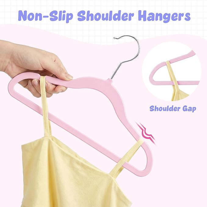 HOUSE DAY 11.4 Inch Baby Hangers 30 Pack - Plastic Kids Hangers Space Saving Thin Profile, Children Closet Organizers with Rotatable Hook of 360°, Heavy Duty for Toddler Clothes Nursery - Pink