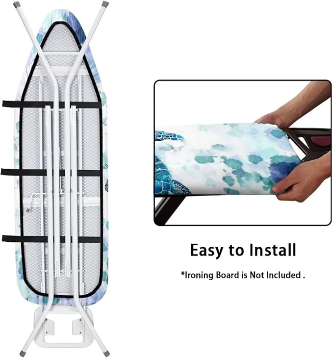 Boho Sea Turtle Ironing Board Cover and Pad Heat Resistance & Resist Scorching Ironing Board Covers with Padding for Standard Size 15×54 Inch Ironing Board with Elastic Fastener Straps