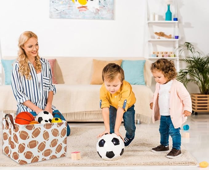 Rectangular Football Basket Kids Storage Basket Baby Boy Basket Kids Storage Bin Organizer Box Boys Room Decor for Home(Football)