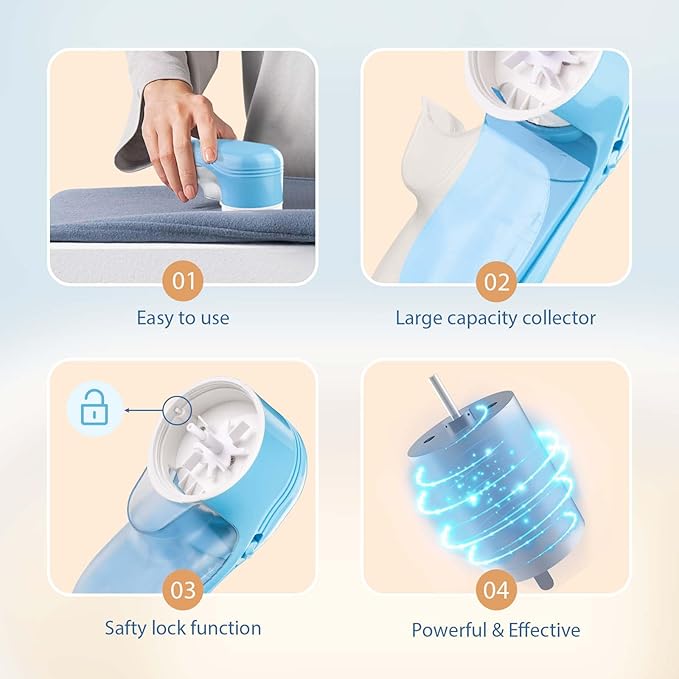 Fabric Shaver, Electric Lint Remover with 3 Replacement 6-Leaf Blades, USB Rechargeable Sweater Shaver, Lint Shaver, Cordless Clothes Shaver Pilling Remover, Fabric Defuzzer for Clothing, Furniture