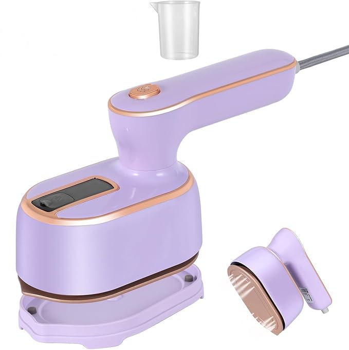 Mini Steam Iron for Clothes, Travel Steamer for Clothes Portable, Micro Steam Iron Mini Handheld Steamer Support Dry And Wet Ironing for Home Travel （Purple）