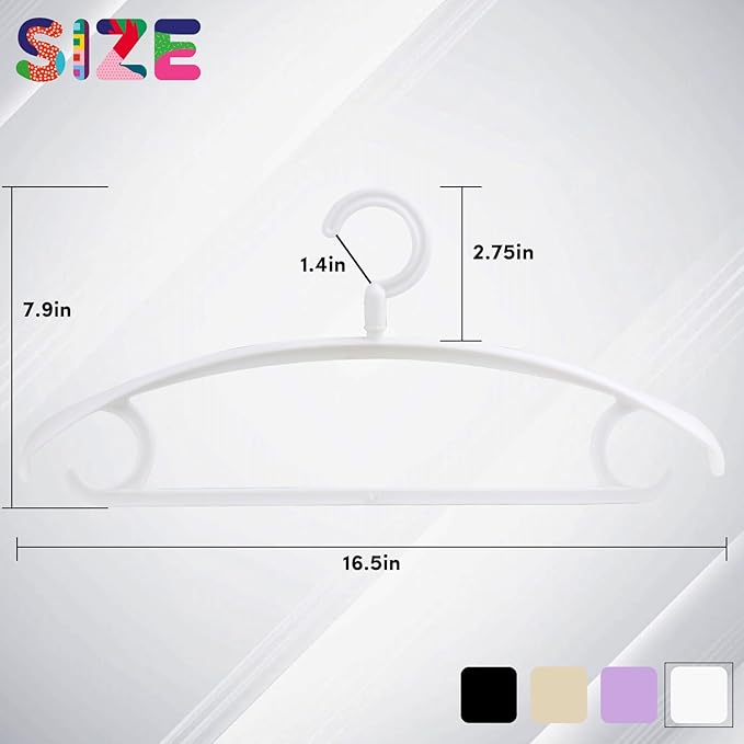 DEDU Plastic Clothes Hangers 20 Pack, Extra Thick Wide Shoulder Coat Hangers with 360° Swivel Hook Non Slip, Sweater Hangers Suit Hanger for Suits, Sweater, Dresses, Pants (White)