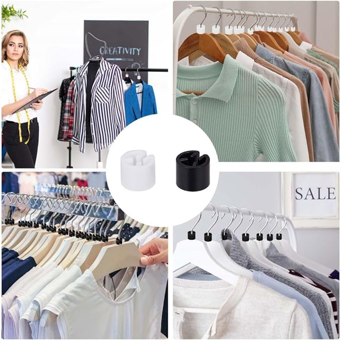 GORGECRAFT 110Pcs Clothes Hanger Markers Blank Tags Garment Hanger Size Markers Assortment Kit Fit 9.5mm Rod for Clothing Snap Number Labels Accessories Color Coding Black White with Storage Box
