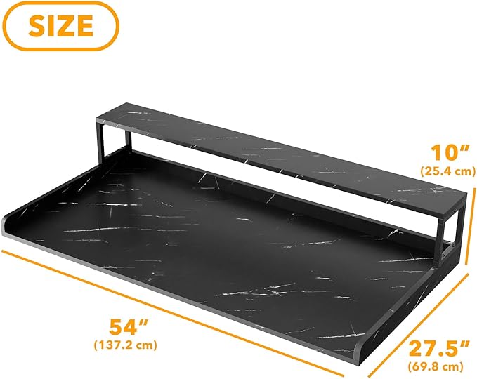 SpaceAid 2-Tier Washer Dryer Countertop, Laundry Topper with Rack Shelf 54" Width x 27.5" Depth x 10" Height Organizer Cover for Washer and Dryer Laundry Hamper Counter Storage (Black Marble)