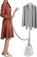 Standing Garment Steamer with Ironing Board,Adjustable Height Standing Steamer - 1.4L Water Tank,Fast Heats in 45s, Double-Insulated Steam Hose (White)