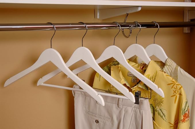 The Great American Hanger Company Wood Suit Hangers White Finish Box of 8