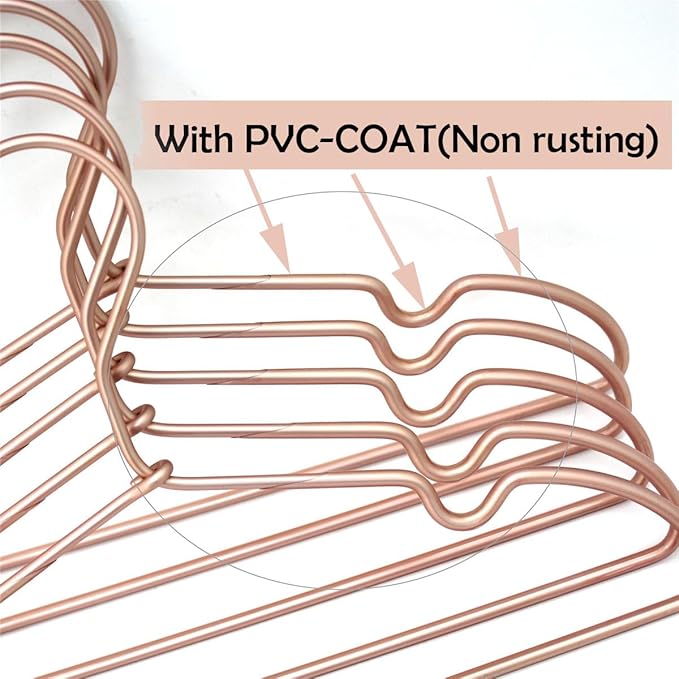 Rose Gold Metal Wire Baby Clothes Hangers,12.6” Children Coat Pants Non Slips Toddler Infant Newborn Kids Hangers, Space Saving Baby Clothes Hangers 30PCS