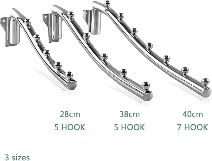 Wall Hangers for Clothes Stainless Steel, Clothing Rack Folding, 2 Pack Wall Mount Laundry Hangers Metal Closet Rod Storage with Swing Arm Wardrobe Organizer Coat Hook for Bathroom, Bedroom, Kitchen