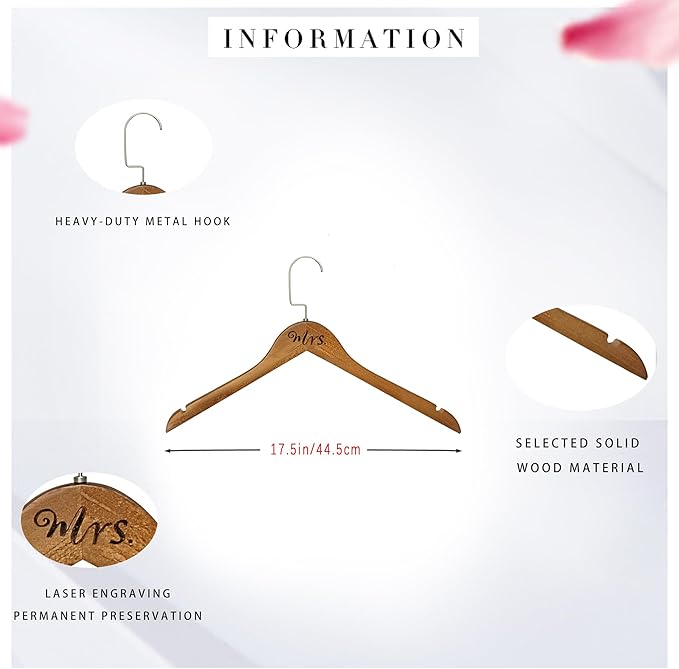 Mr. and Mrs. Wooden Bride Hanger Hangers, Set of 2, (Vintage)