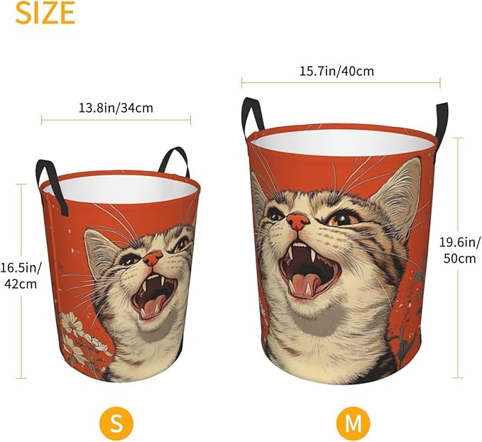 Cute Cat Print Laundry Basket For Storage Bins Gift Baskets Bedroom Clothes Hamper