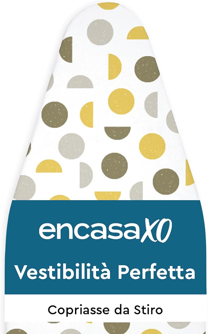Encasa XO Ironing Board Cover and Pad 49"x18" - Thick 3mm Felt Padding, Drawstring Tightening & Lock, Easy Fit, Scorch & Stain Resistant, Fits Wide Ironing Board - Yellow Moon