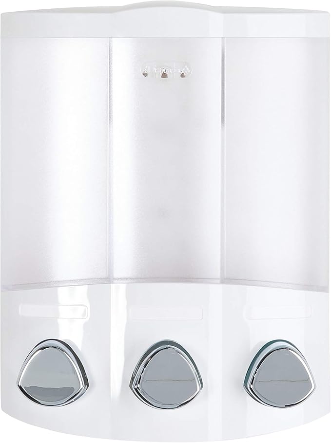 Better Living Products, White 76354 Euro Series TRIO 3-Chamber Soap and Shower Dispenser
