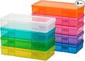 novelinks Plastic Clear Storage Containers for Organizing, Craft Storage Organizers and Stackable Storage Bins with Lids for Pencil Box, Bead, Cookie Cutter, Board Game (9 Pack Medium -Color)