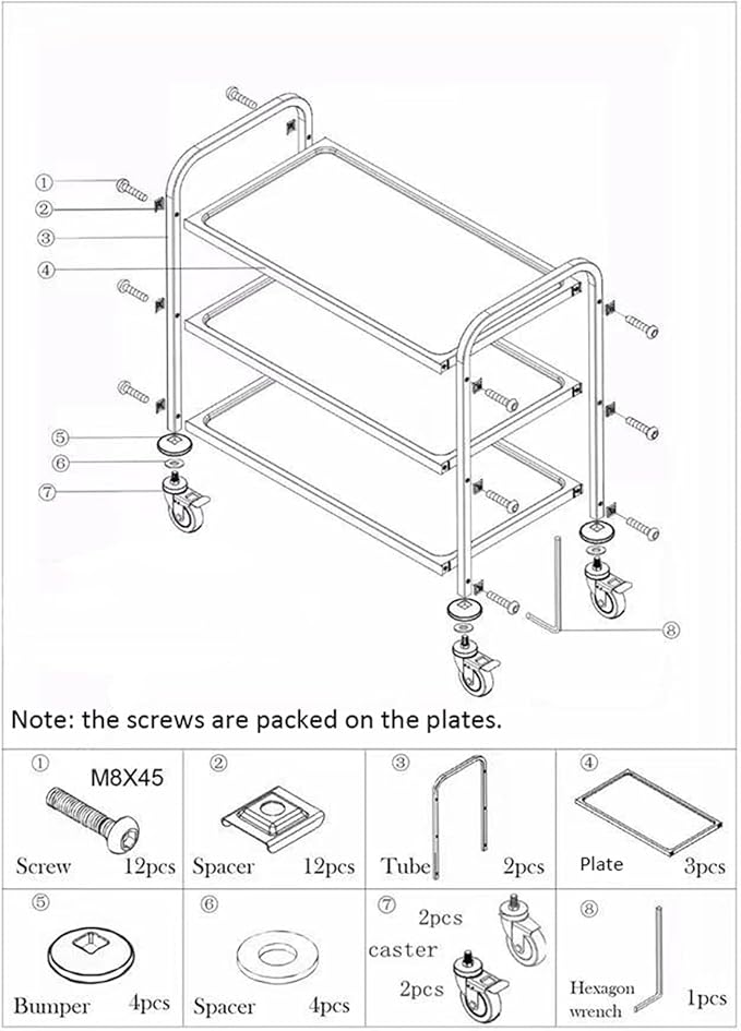 tonchean Stainless Steel Utility Cart 30x16x33 inch 3 Tier Restaurant Carts with Lockable Wheels Serving Rolling Carts for Restaurant Catering Home Commercial Grade & Easy Assembly 400 lbs Capacity