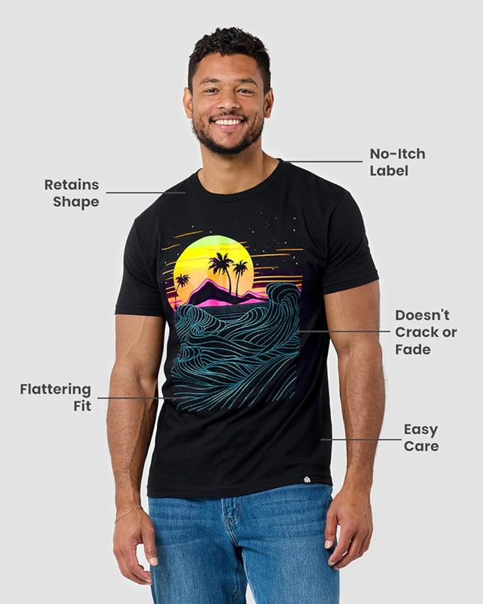 INTO THE AM Graphic Tees for Men S - 4XL Premium Short Sleeve Colorful T-Shirts Trippy Space Designs