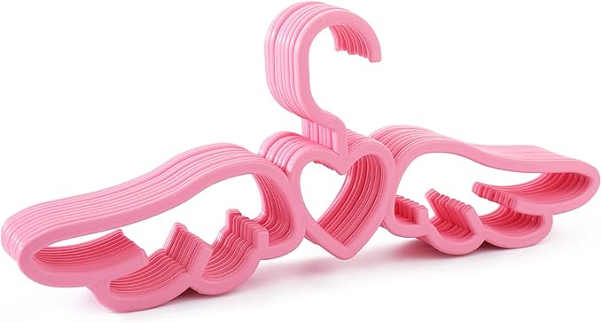 Plastic Clothes Hanger Heart Hangers Space Saving Cute Hangers for Outside Clothes Closet for Shirt Suit Coat 10PCS (Pink)