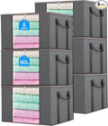 90L Extra Large Clothes Storage Bags, 6 Pack Blanket & Clothing Storage Bins, Foldable Closet Organizers with Clear Window and Reinforced Handles for Clothing, Blankets, Bed Sheets and Pillows