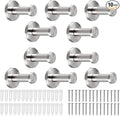 Bathroom Towel Hooks, 10 Pack Round Coat Hooks, Sturdy Wall Mounted Robe Hook, SUS 304 Stainless Steel Heavy Duty Clothes Hanger, Wall Towel Hooks for Bathroom Bedroom Kitchen(2 in, Brushed)