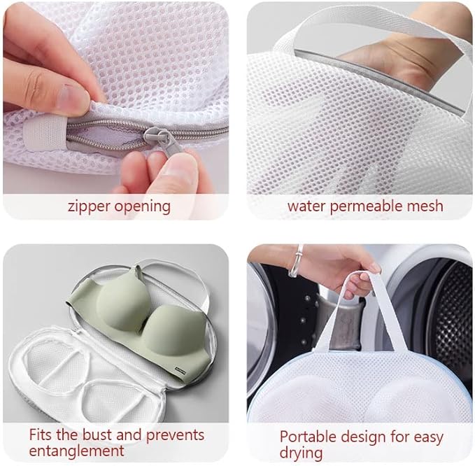 Bra Wash Bag Set of 2, Mesh Laundry Washing Bags with Premium Zipper for Bra, Foldable Mesh Lingerie Underware Wash Bags Protector for Washing Machine