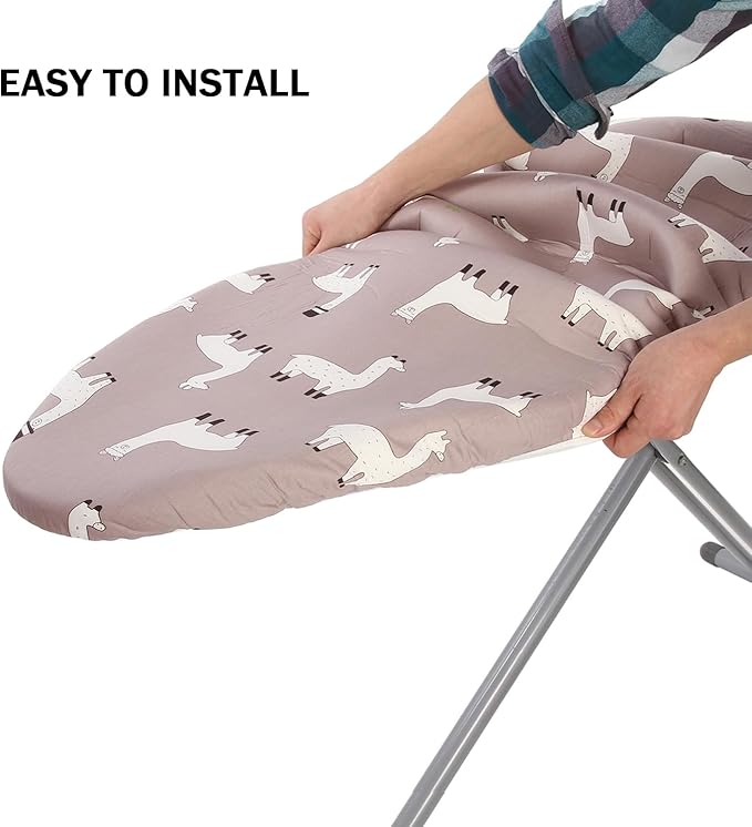 Small Ironing Board Cover and Pad 12 x 42,3 Pairs of Hook and Loop Fastener Straps,Elastic Edges,Cotton Mini Iron Board Cover with Scorch Resistant Thick Padding (12" x 42")