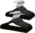 ManGotree 14 Inch Kids Velvet Hangers for Closet, Ultra-Thin Space Saving Children's Clothes Hangers, Non-Slip Felt Toddler Hanger for Youth's Clothes (66 Pack, Black)