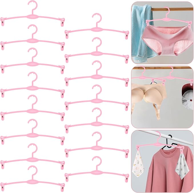 15pcs Plastic Clips Underwear Trousers Simplicity Shop Drying Clothes Pants Coat with Practical Bra Rack Dresses Panties Skirt Laundry Home Hangers for Support Holder Pink