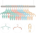 12 Pcs Folding Clothes Hangers, Portable Travel Clothes Hangers with Clips Plastic Non-Slip Pants Skirts Underwear Clothes Hangers Drying Rack for Home Outdoor Travel (Solid Color-12Pcs)
