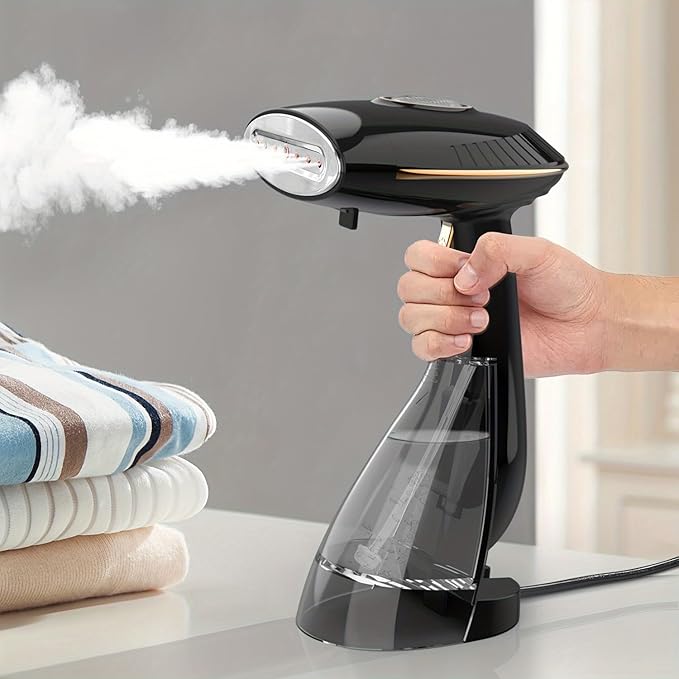 Handheld Steam Iron, 1500W Steam Iron with 6.5oz/108ml Adjustable Water Bottle, Vertical/Horizontal Steam and Ironing, Lightweight, Auto Shutoff, Black, DJ-1009 (Black - Steamer for Clothes)