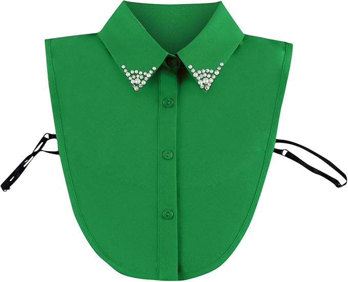 Chiffon Beading Half-Shirt Blouse Detachable Lace Fake Collars Dicky Collar Faux Collar for Women Girls