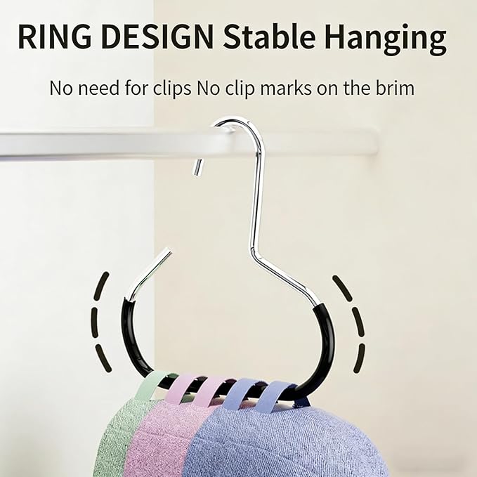 Durable Steel Hangers: Maximize Closet Space with Versatile Storage, Hat Organizer, Stainless Hat Hanger, Multifunctional Steel Hangers for Hats, Scarves, Belts, Ties, Bra, Anti-Slip (12, White)