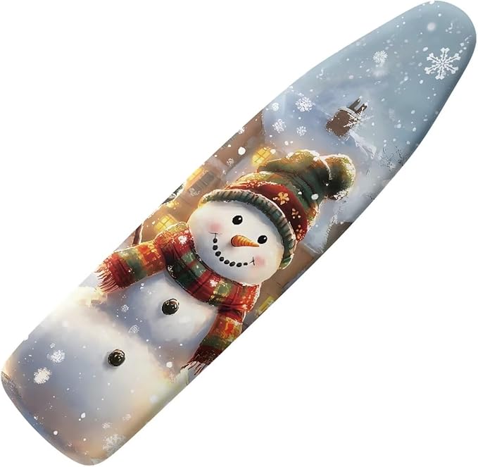 Snowman Ironing Board Covers with Padding Standard Size Stain Resistant Iron Board Replacement Cover, Holiday Decor