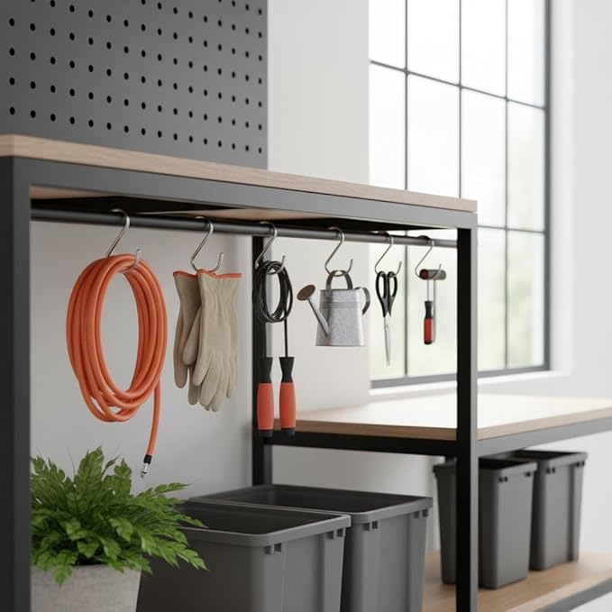 WHITECLOUDZ Stainless Steel S Hooks, Silver 20-Pack for Hanging Plants, heavy-duty, Closet Hooks, for Hanging Clothes, Durable kitchen hooks, for hanging Utensils, Pots, Clothes, Bag