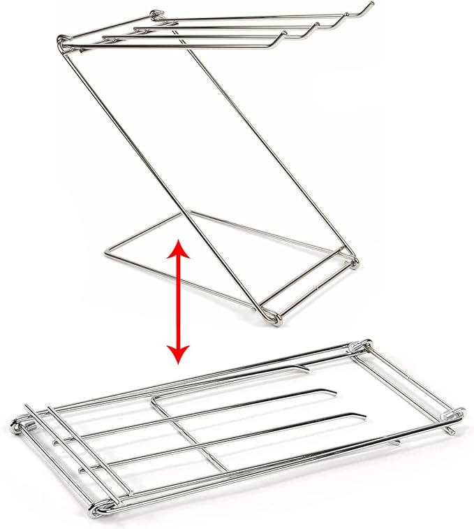 LENITH Stainless Steel Washcloth Holder Dish Rag Cloth Holder, 4 Arms Folding Towel Drying Rack for Kitchen countertop Bathroom, Hand Towel Stand Rack, Silver