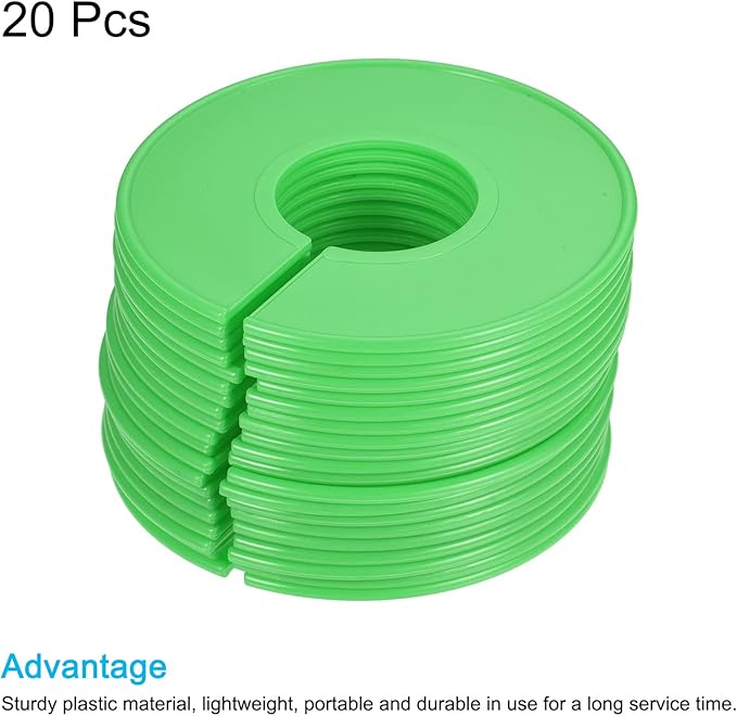 PATIKIL Clothes Dividers 20 Pack Blank Clothing Rack Size Sorting Reusable Wardrobe Round Hanger Separator, Green