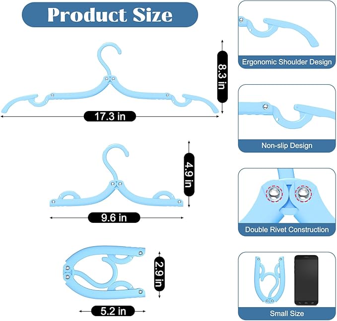 16 Pcs Portable Travel Hangers for Cruise Ship Essentials 2026, Plastic Folding Foldable Hangers Clothes Drying Rack Travel Accessories for Suitcase, RV, Camping, Flying, Hotel, Road Trip (Multi)