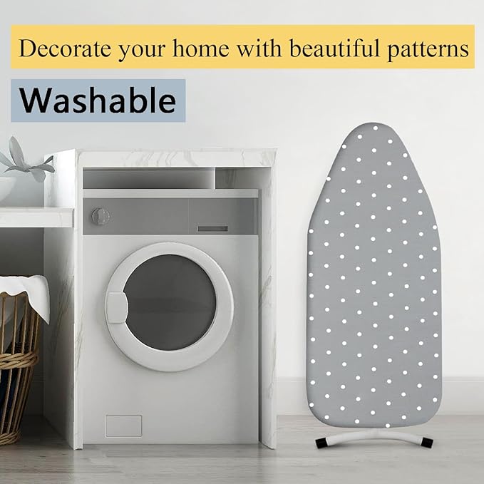 Small Ironing Board Cover Scorch Resistant, Table top Ironing Board Cover with Padding Heat Reflective Heavy Duty Pad (Gray dot, 12.5"x32")