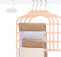 Tinfol Pink Pants Hanger Space Saving, 4pc Non Slip Velvet Clothes Hanger, Clothing Hangers, Multiple Trouser Hangers Closet Storage Organizer for Jeans Scarf Towels Tie Towel
