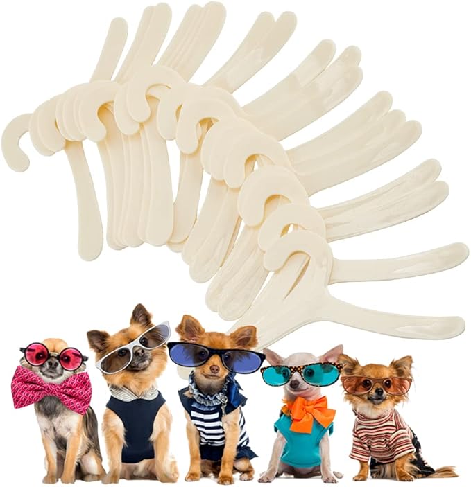 40Pcs Plastic Pet Clothing Hangers, Lemon Chiffon Pet Apparel Hangers for Small Animals, Pet Paw Print Clothes Hangers, 3.46 x 7.40 x 0.07 Inches